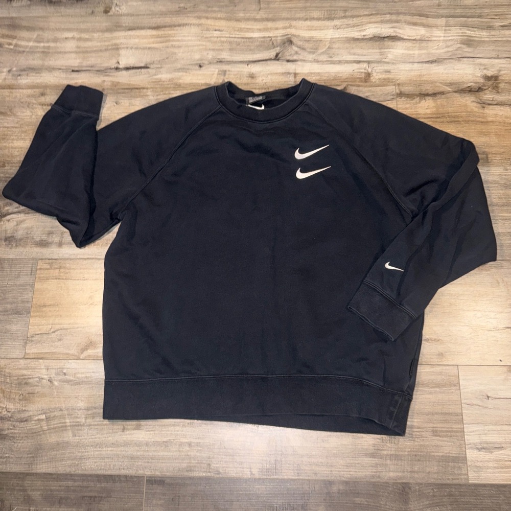 Nike Sportswear Crewneck Sweatshirt XL Black Graphic Fleece Pullover Unisex